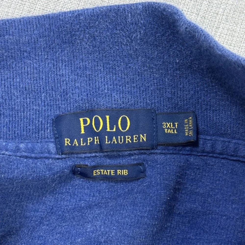 Polo Ralph Lauren Sweater Mens 3XLT Blue‎ 1/4 Zip Flesh Pony Heavyweight